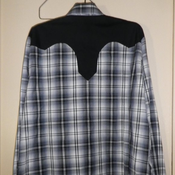 Western Shirt - Navy and White with Snaps - Picture 2 of 3